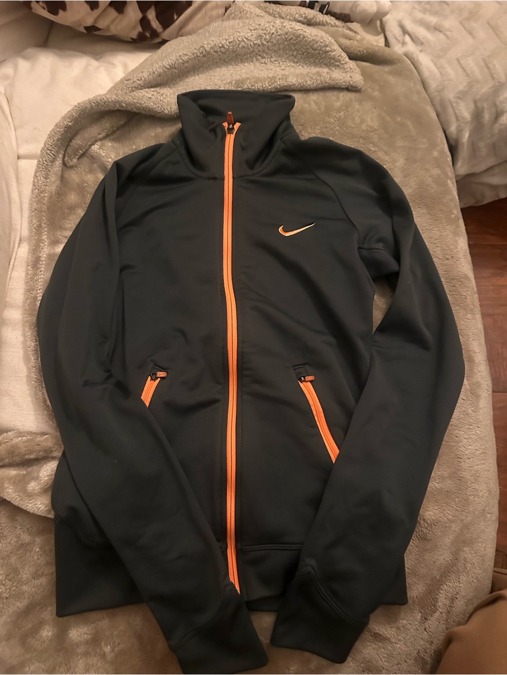 Nike dark grey & orange zip up jacket